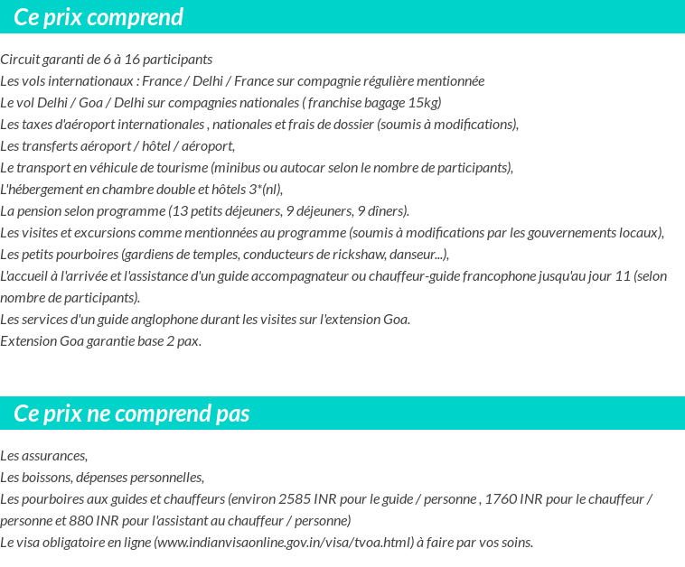 Conditions tarifaires