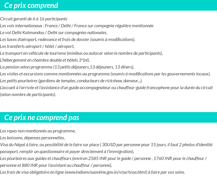 Conditions tarifaires