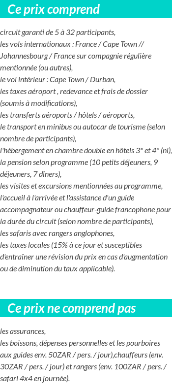 Conditions tarifaires