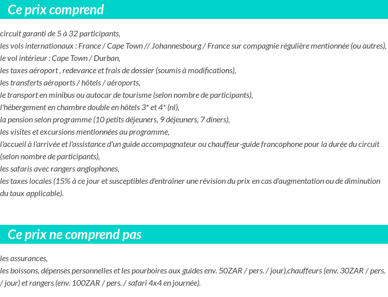 Conditions tarifaires