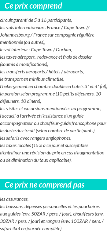 Conditions tarifaires