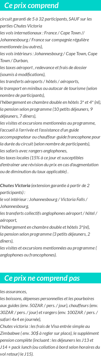 Conditions tarifaires