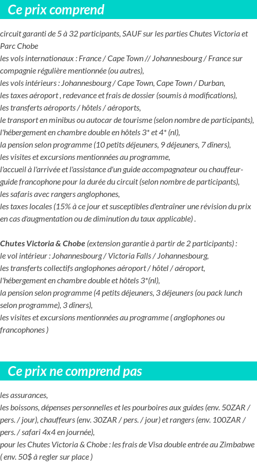 Conditions tarifaires