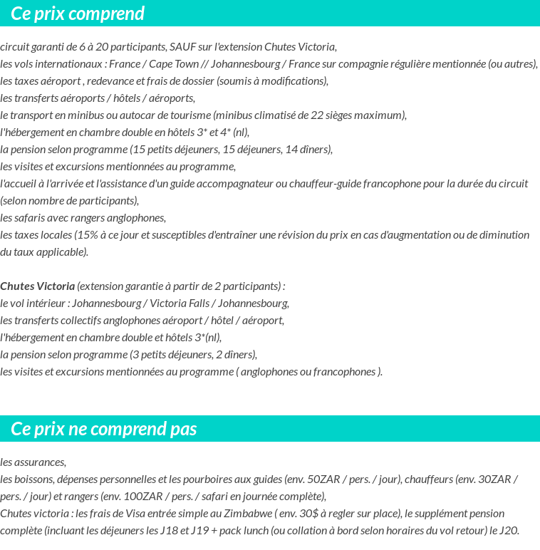 Conditions tarifaires