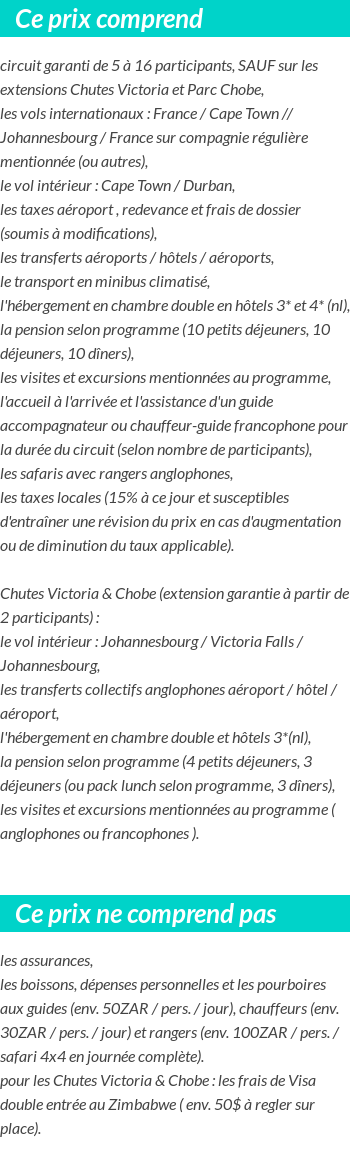 Conditions tarifaires