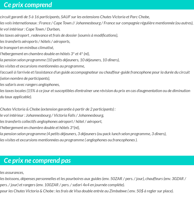 Conditions tarifaires