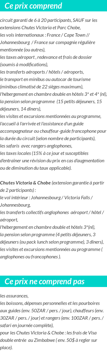 Conditions tarifaires