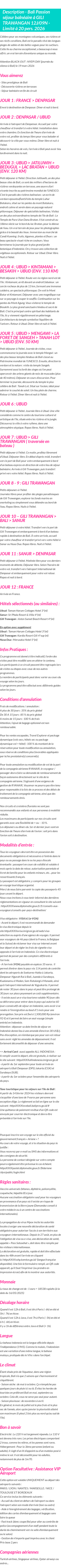 Détails du séjour