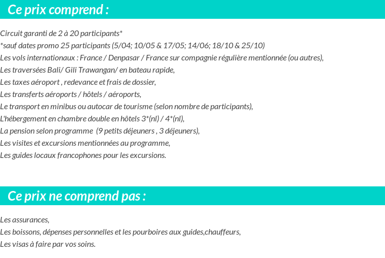 Conditions tarifaires