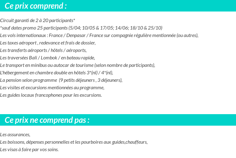 Conditions tarifaires
