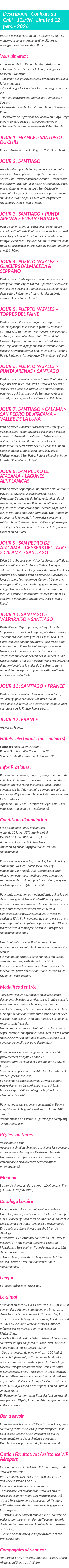 Détails du séjour