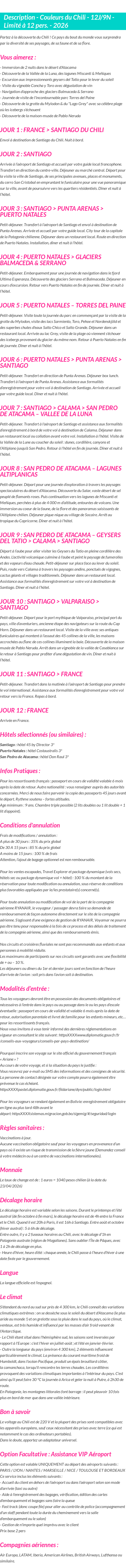 Détails du séjour