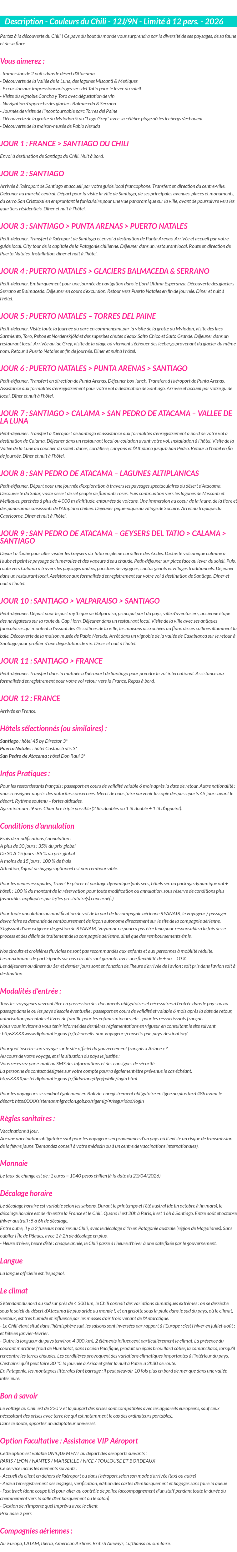 Détails du séjour