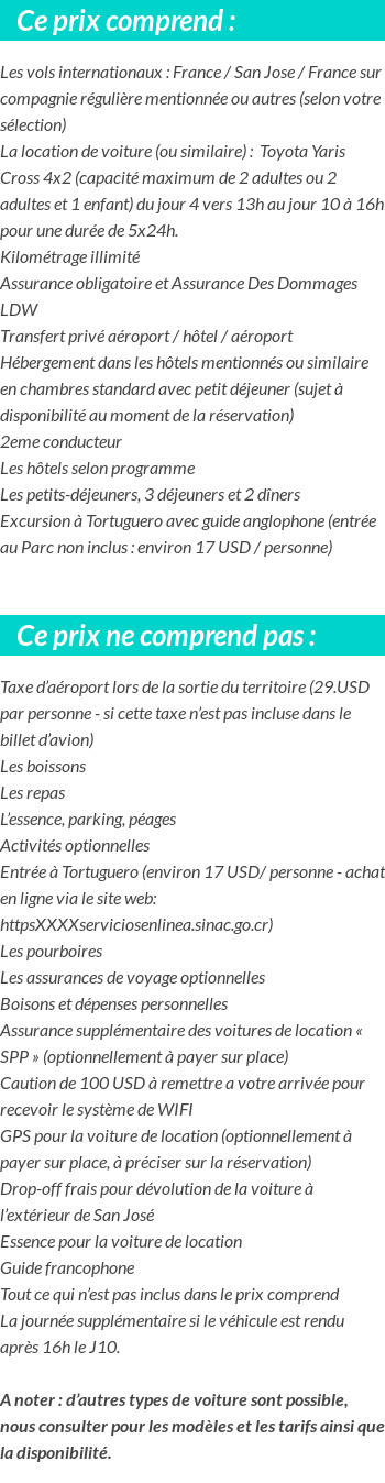Conditions tarifaires