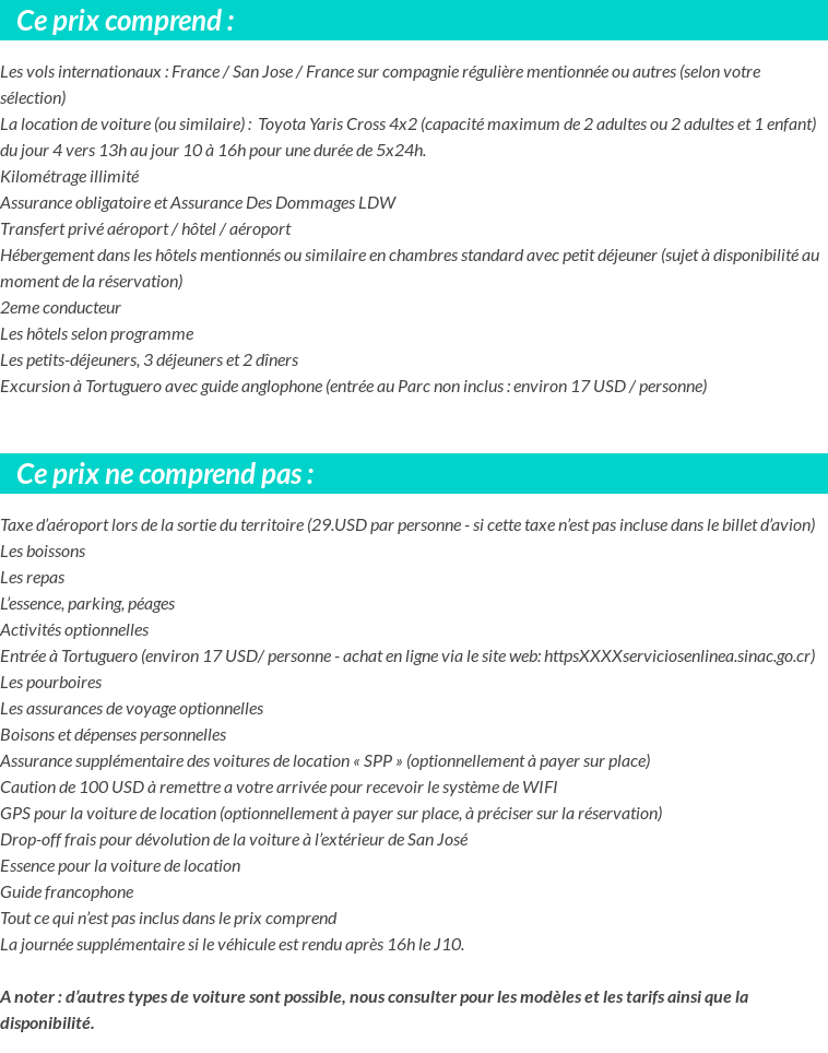 Conditions tarifaires