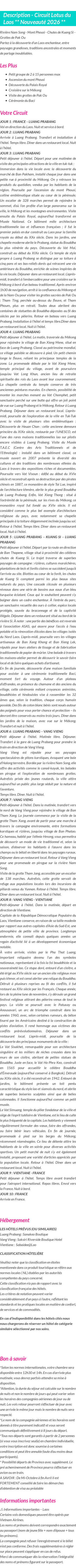 Détails du séjour