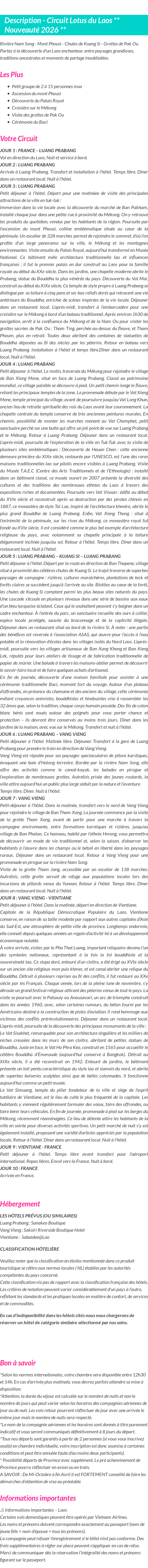 Détails du séjour