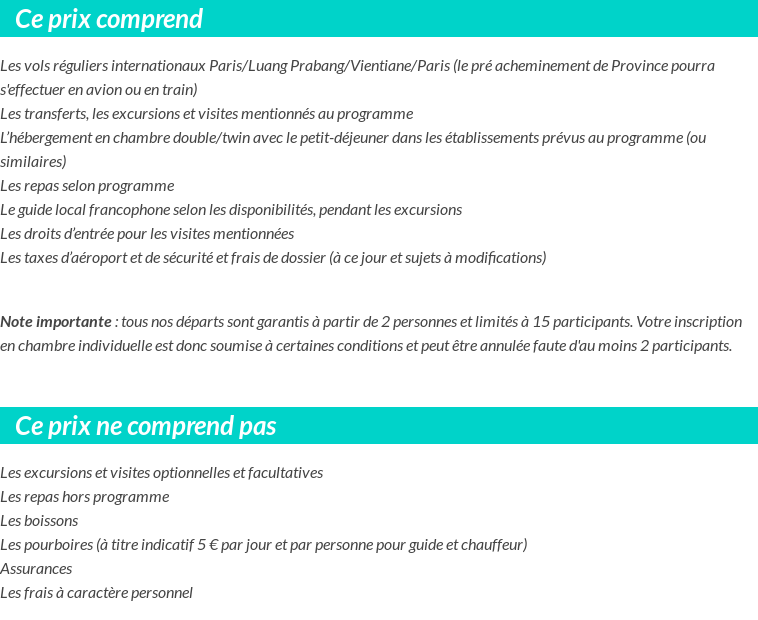 Conditions tarifaires