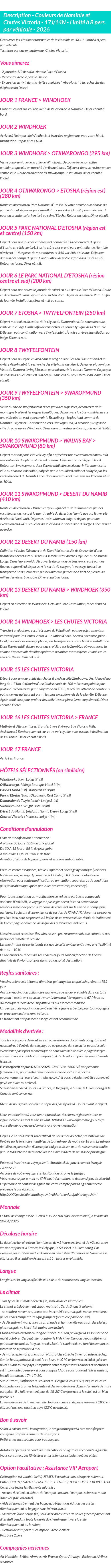 Détails du séjour