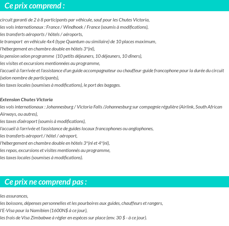 Conditions tarifaires