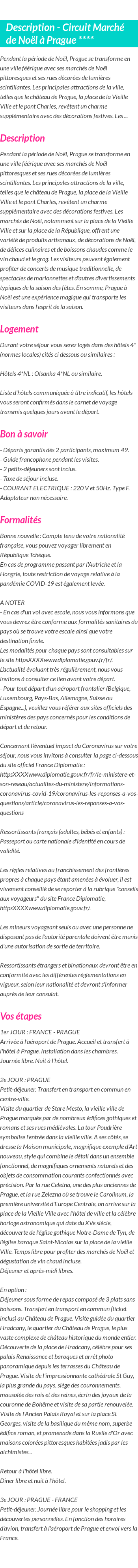 Détails du séjour