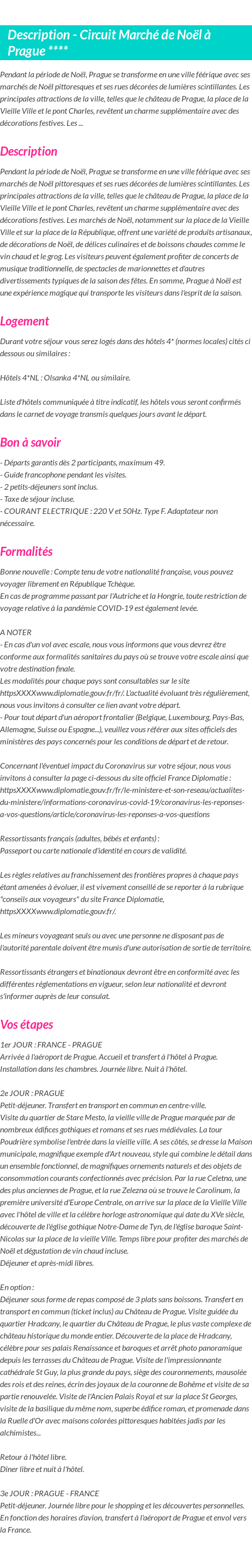 Détails du séjour