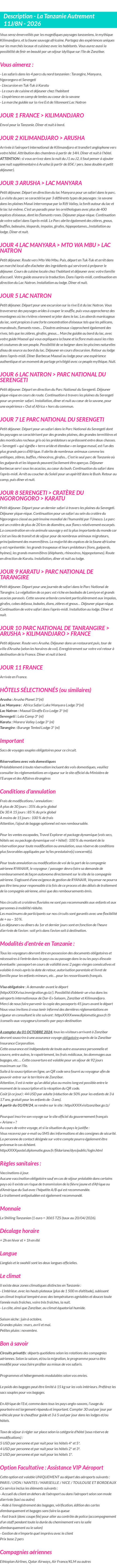 Détails du séjour