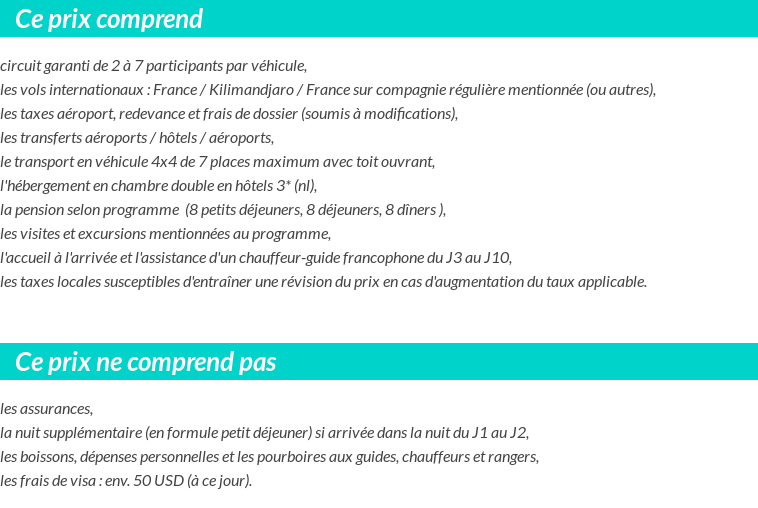 Conditions tarifaires