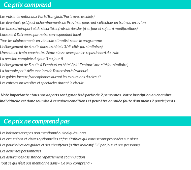 Conditions tarifaires