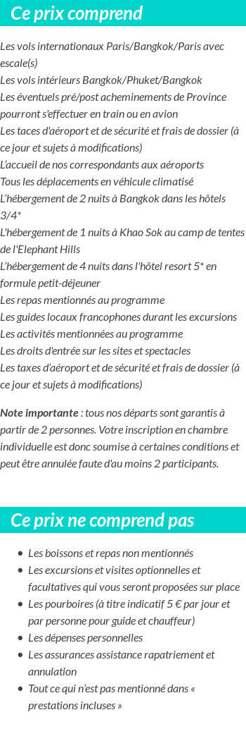 Conditions tarifaires