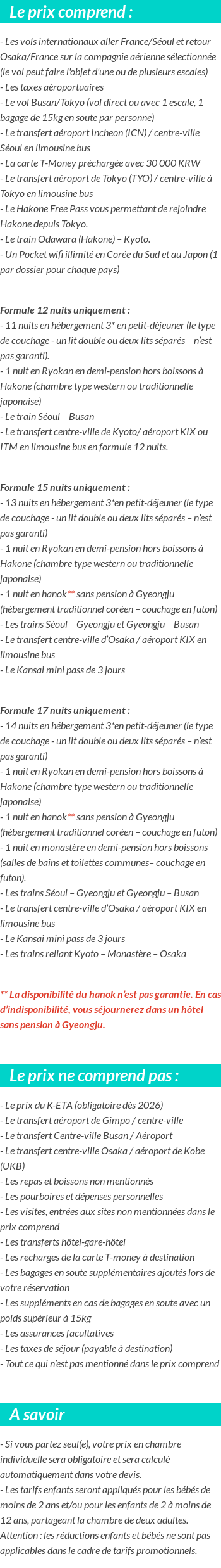 Conditions tarifaires