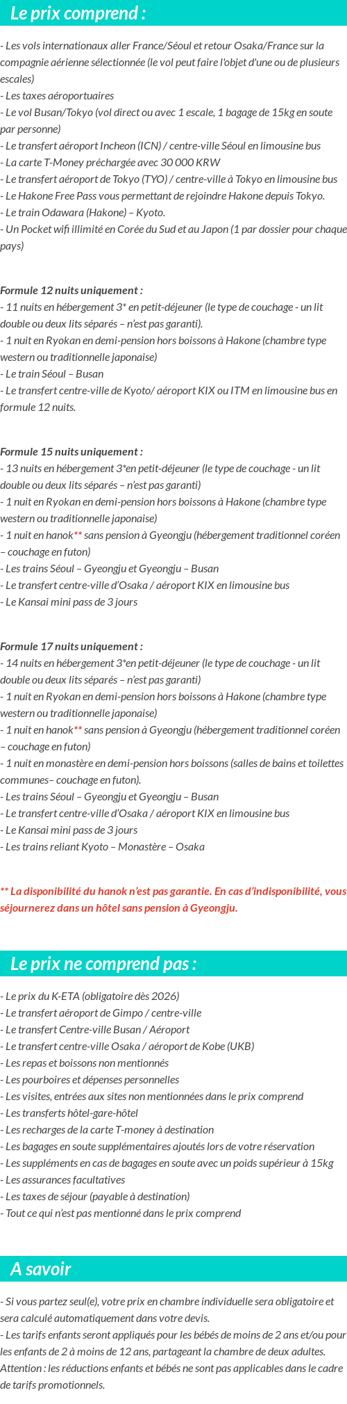 Conditions tarifaires