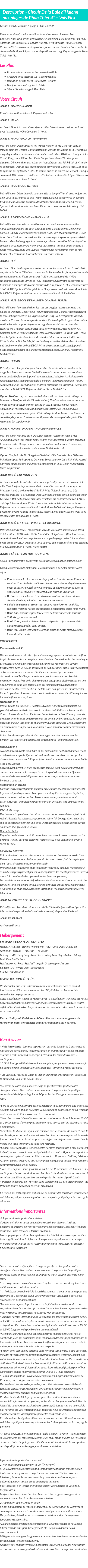 Détails du séjour