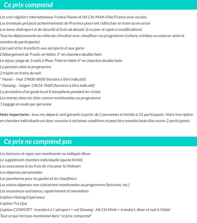 Conditions tarifaires