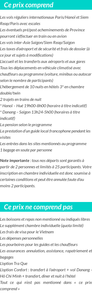 Conditions tarifaires