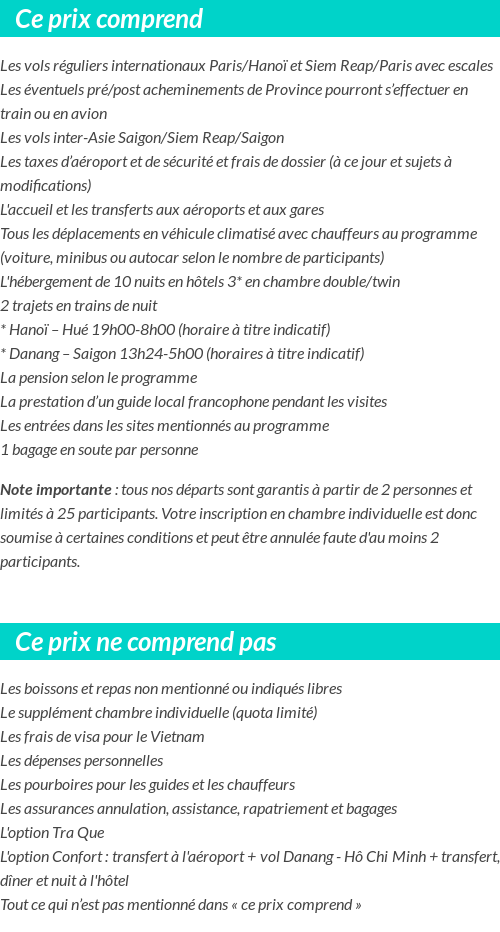 Conditions tarifaires