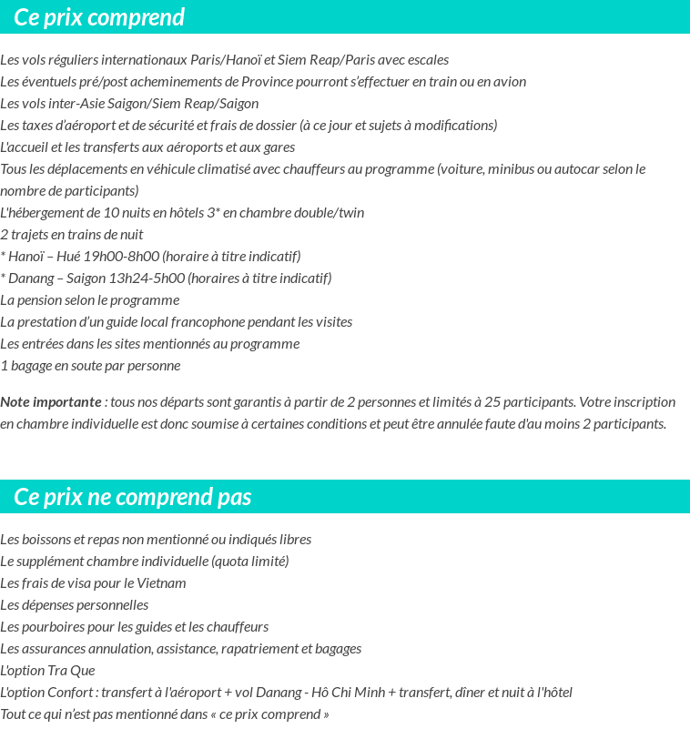 Conditions tarifaires