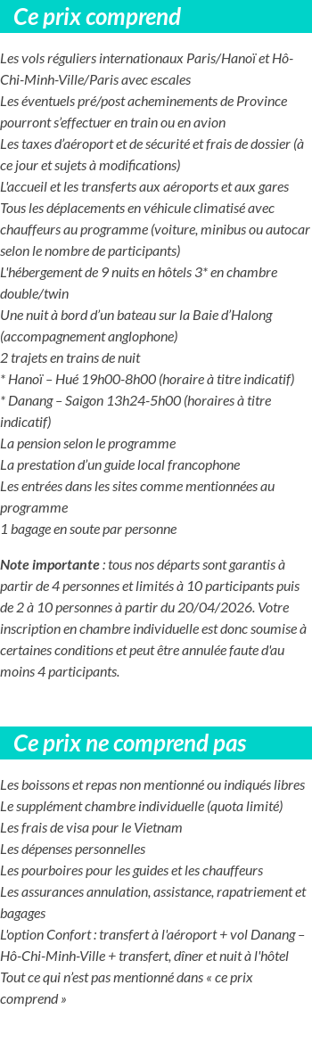 Conditions tarifaires