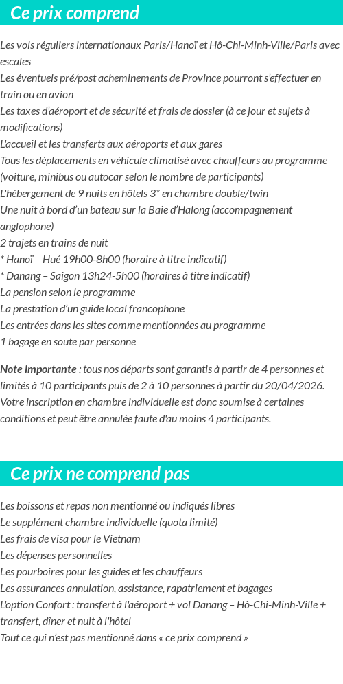 Conditions tarifaires