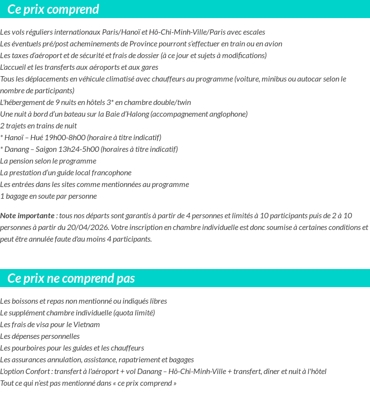 Conditions tarifaires