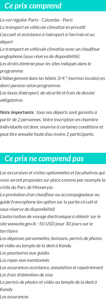 Conditions tarifaires