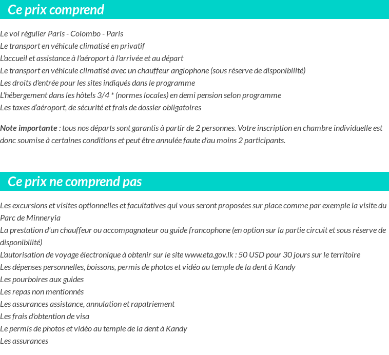 Conditions tarifaires