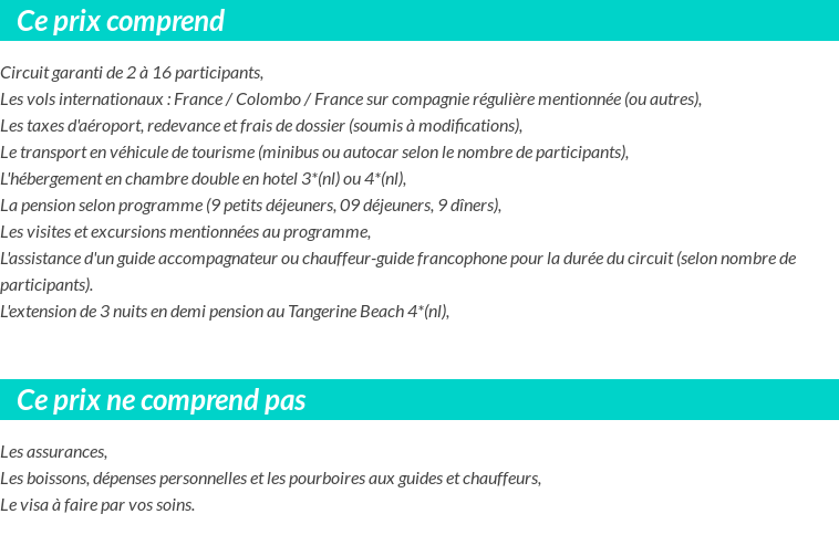 Conditions tarifaires