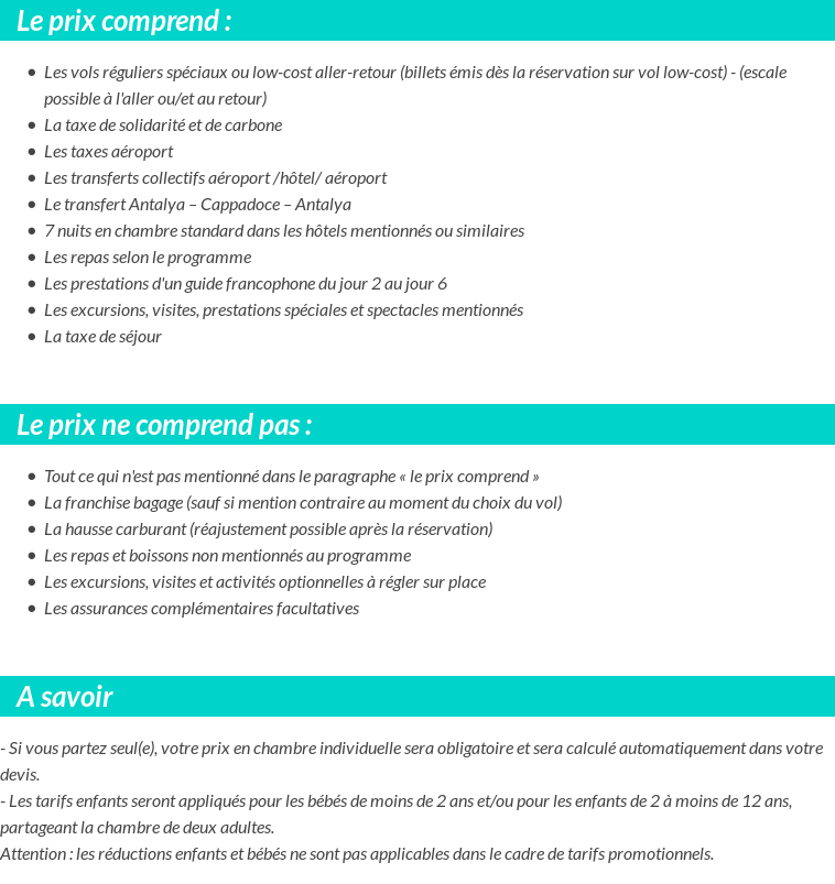 Conditions tarifaires