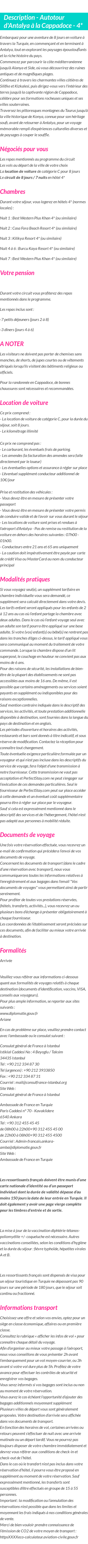 Détails du séjour