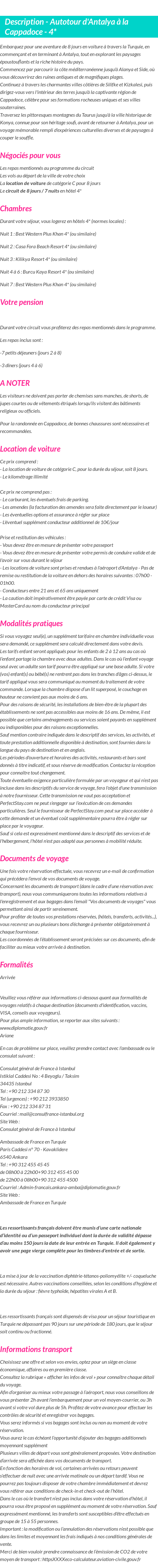 Détails du séjour