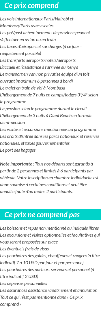 Conditions tarifaires
