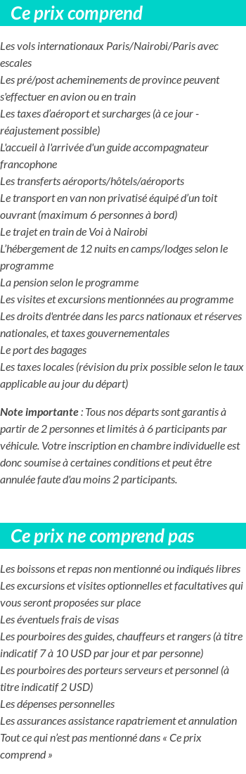 Conditions tarifaires