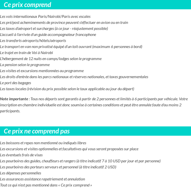 Conditions tarifaires