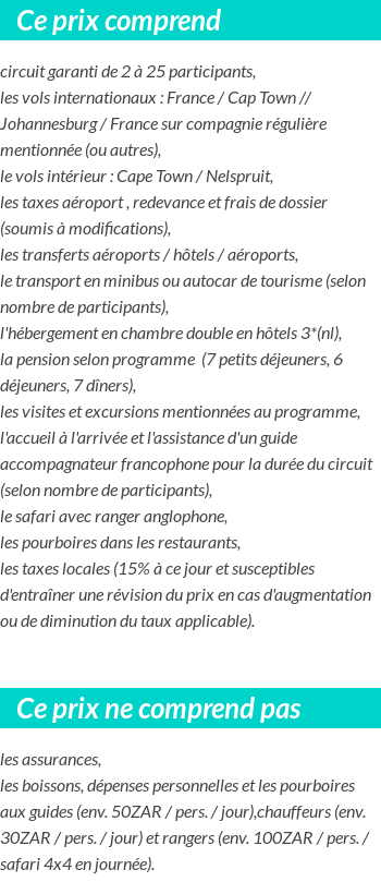 Conditions tarifaires